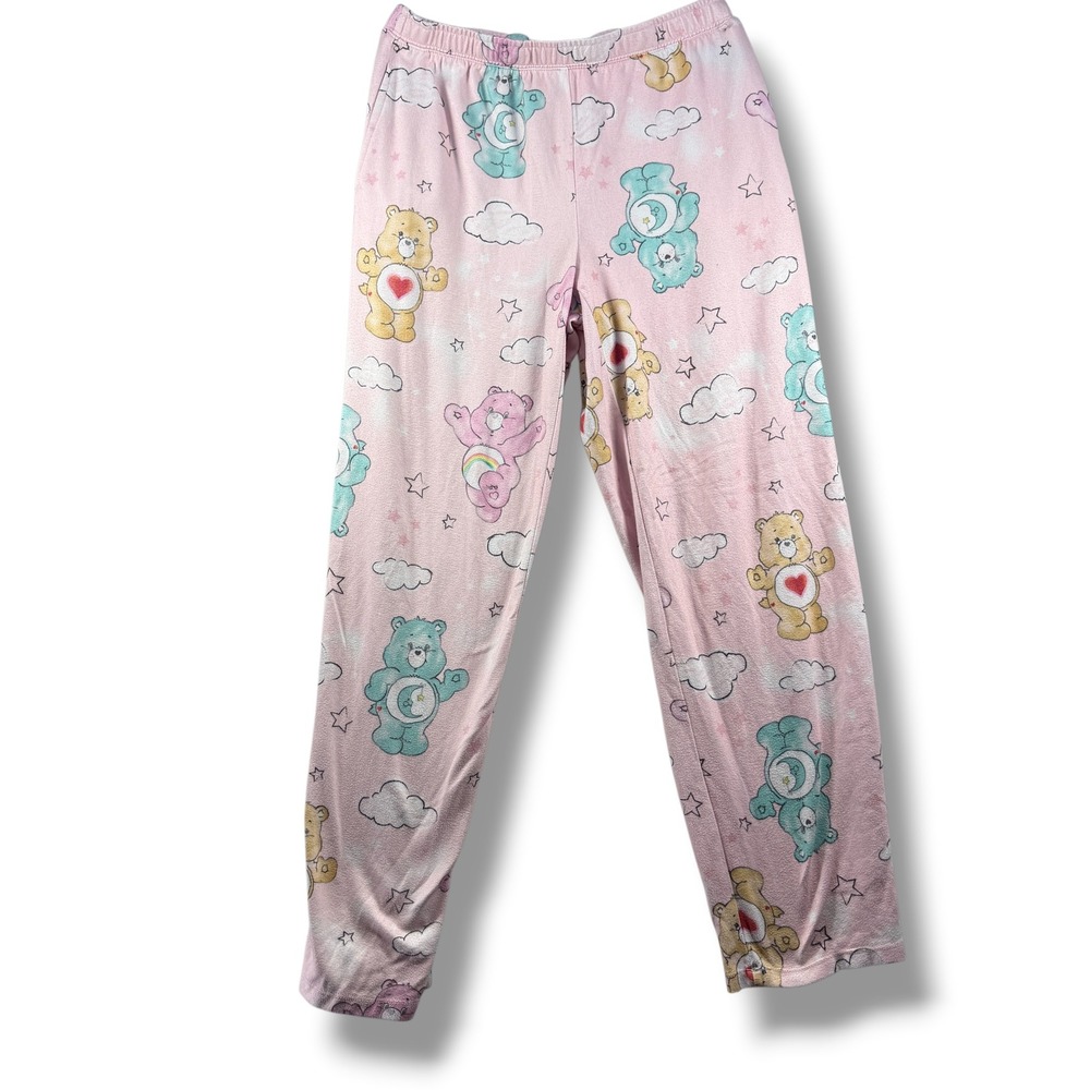Care Bears Pink Pajama Pants Small 4/6 Clouds Stars Lounge Sleepwear Pockets